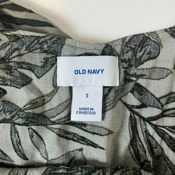 Old Navy Green Tropical Off-Shoulder Shirt Top Blouse ((size Small)) - Picture 5 of 6